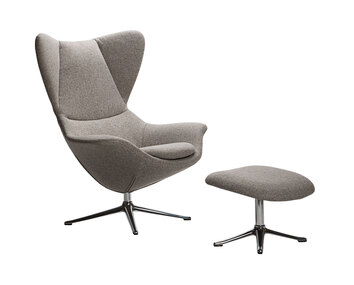 Stilo Lænestol og fodskammel med ben i poleret aluminium