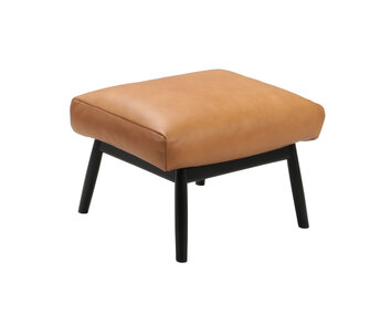 Padova Fodskammel i læder Nature Cognac med ben i sort eg