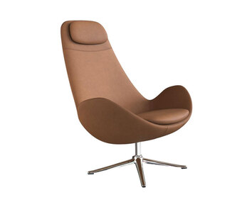 Ghost High Lænestol i læderet Nature Cognac med ben i poleret aluminium