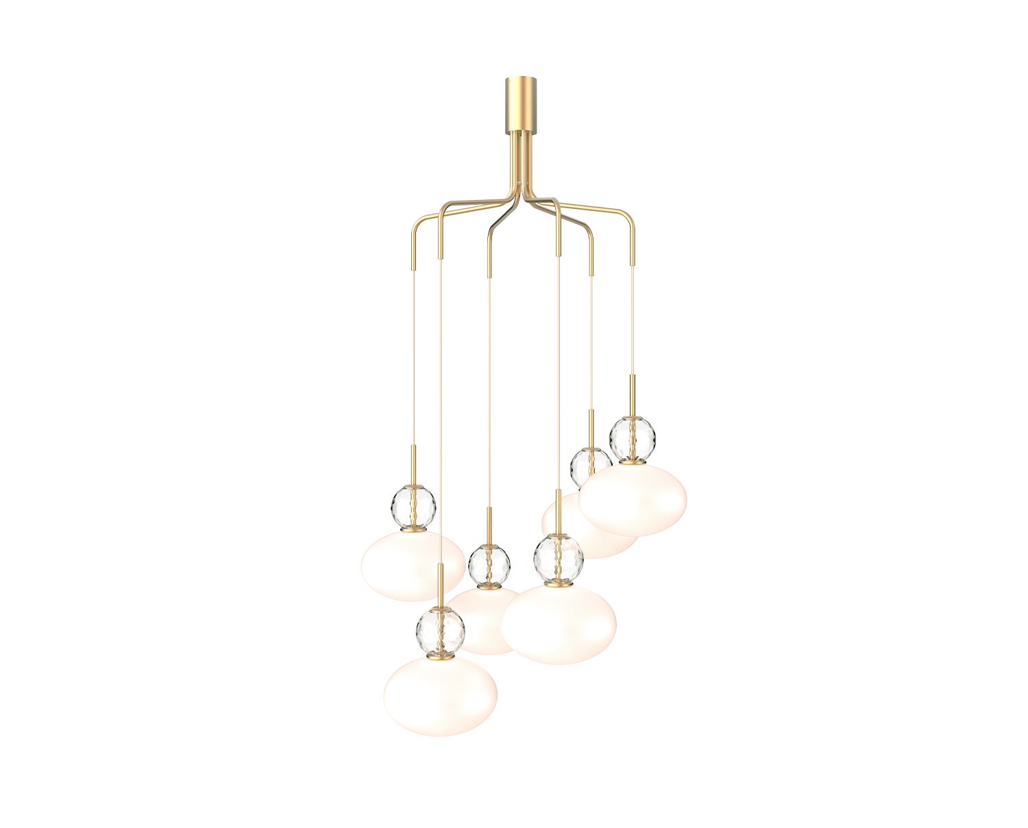 Nuura-Rizzatto-Cluster-6-Chandelier-Satin-Brass-Opal