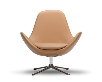 Ghost Low Lænestol i læder med ben i poleret aluminium