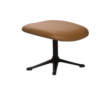 Stilo Fodskammel i lædret Nature Cognac med ben i sort aluminium