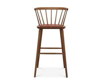 Florida Barstol i mørkpigmenteret olieret eg med sæde i Tärnsjö Læder i farven Cognac