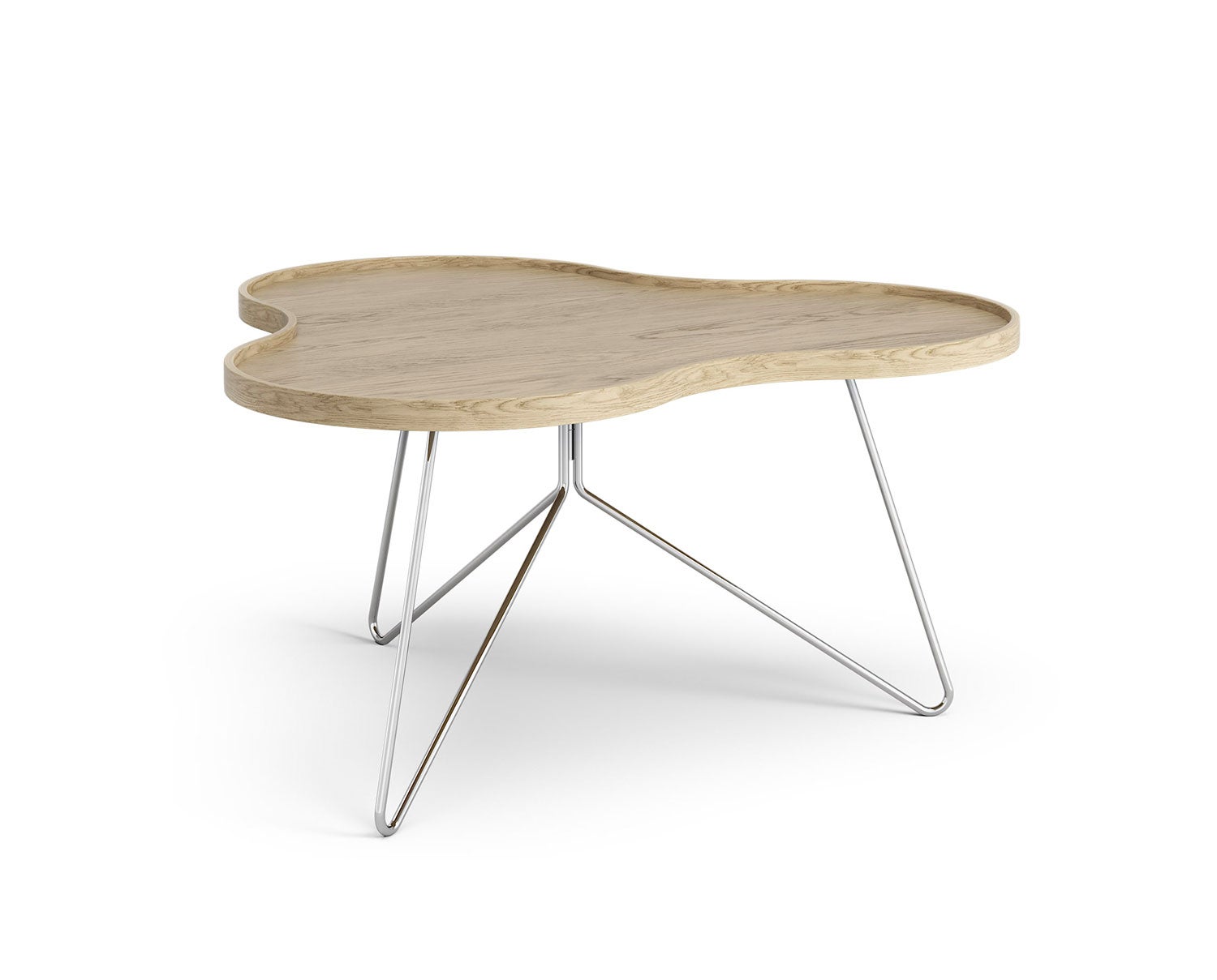 Flower-Mono-Table-90x84-Varnished-Oak-Chrome-Metal-H45