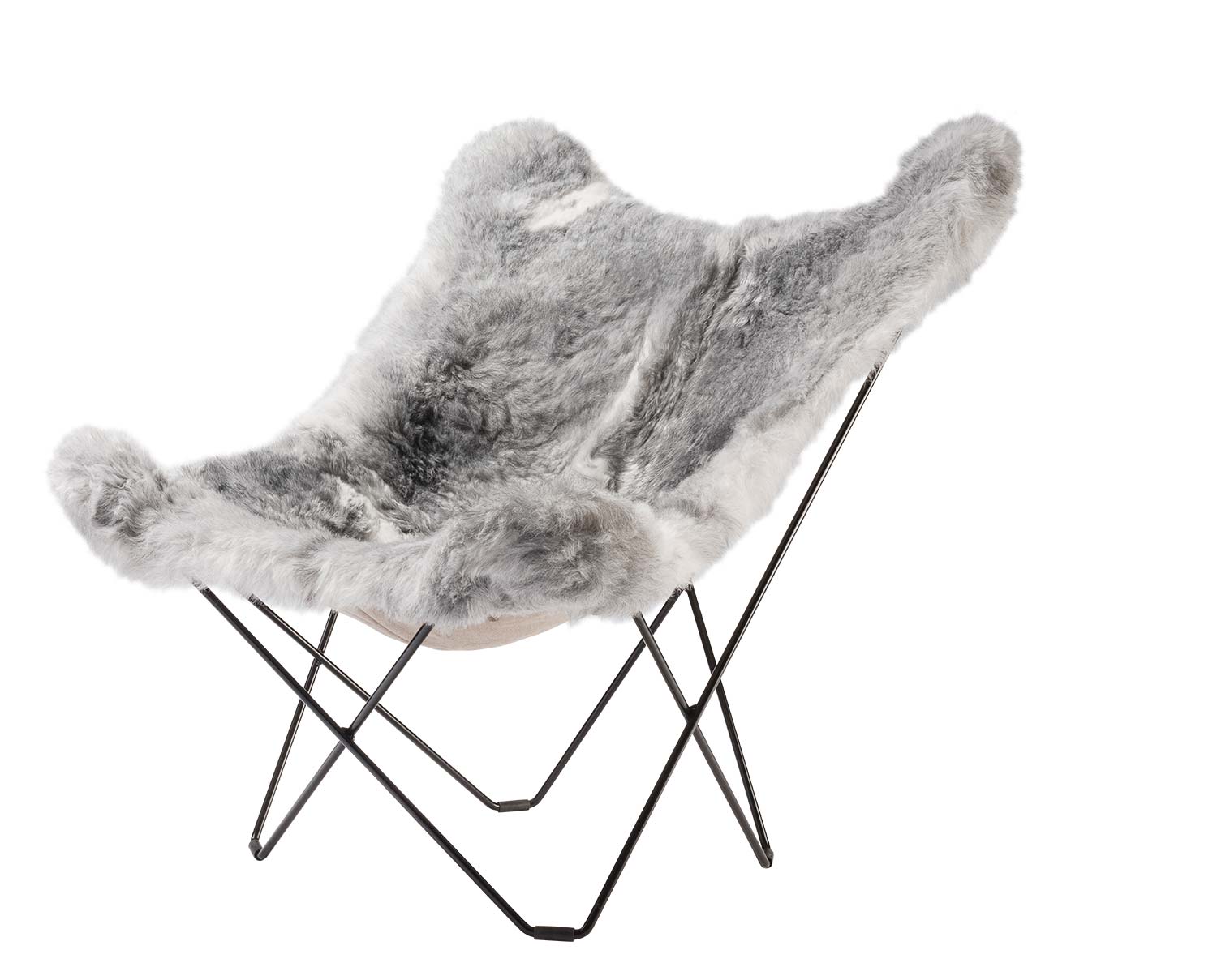 Iceland-Mariposa-fatolj-Shorn-Grey-Black-Frame-Cuero