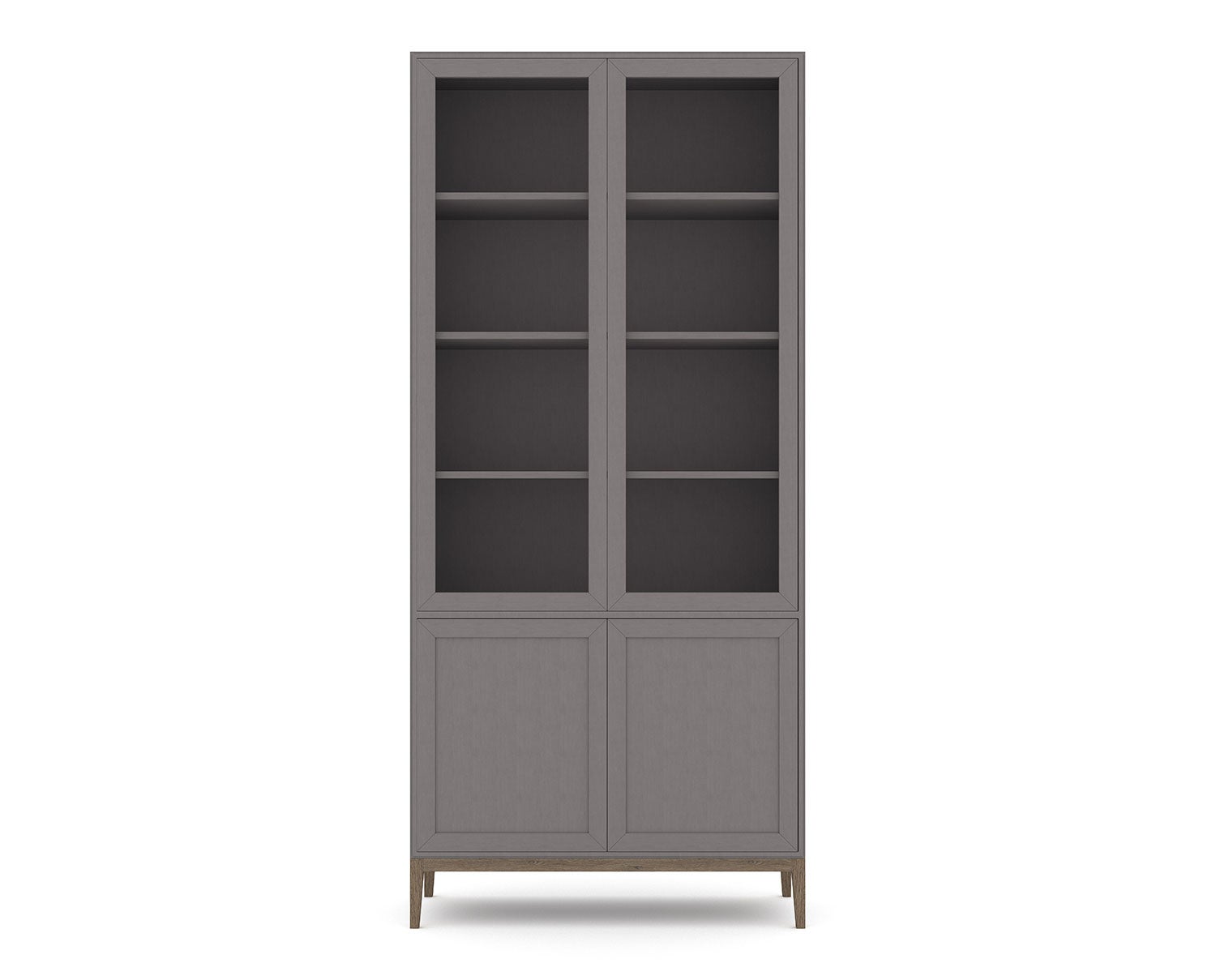 Edge 2.0 Vitrineskab, 4 døre | Grå/brændt valnød