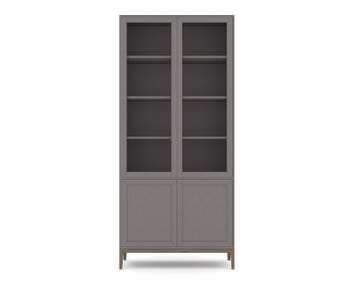 Edge 2.0 Vitrineskab, 4 døre | Grå/brændt valnød