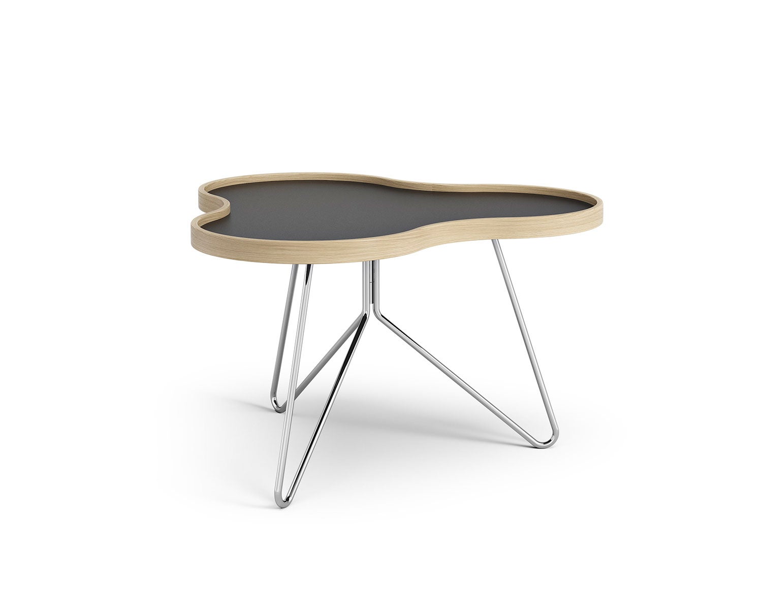 Flower-Table-66x62-Black-Laminate-Oak-Chrome-Metal-H39