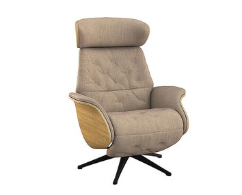 Volden Reclinerlænestol med batteri, finérsider og ben i sort aluminium