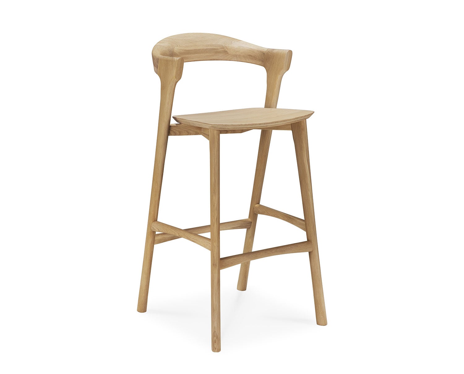 Bok Barstol med en siddehøjde på 76 centimeter og træsæde i lakeret eg