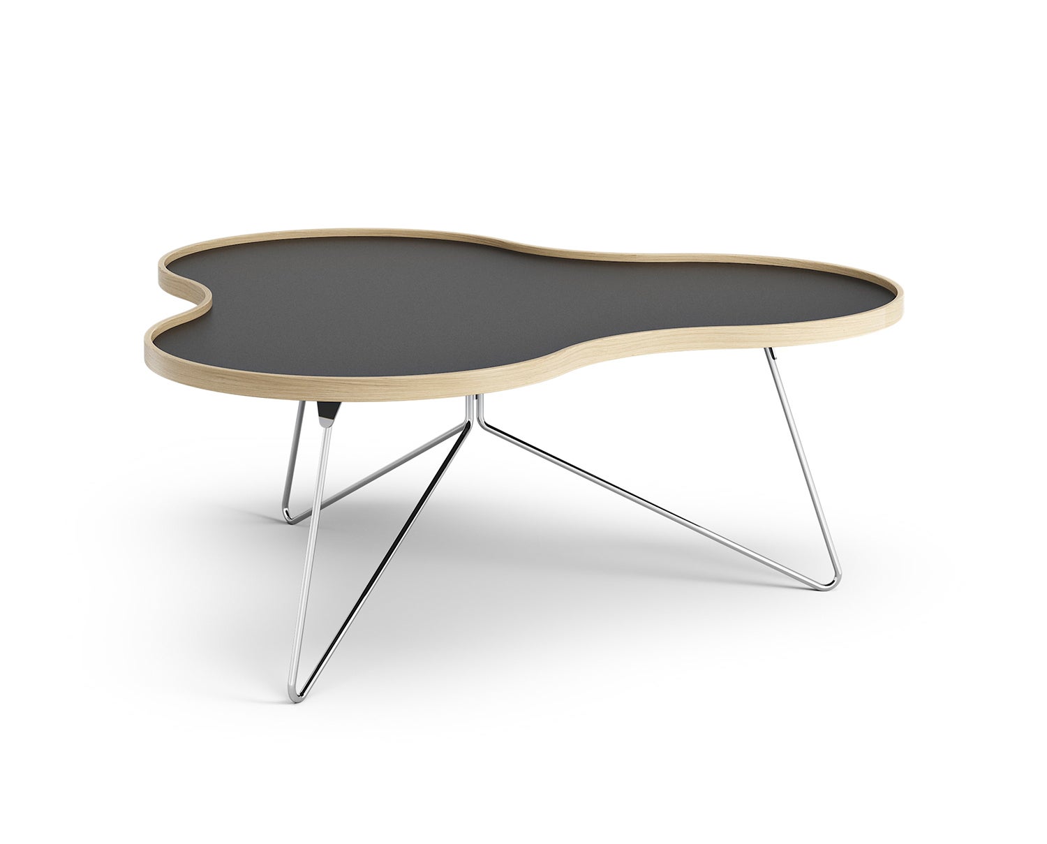 Flower-Table-114x107-Black-Laminate-Oak-Chrome-Metal-H45
