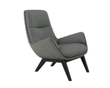 Moro Lænestol i stoffet Copparo Slate Grey med ben i sort eg