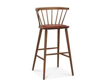 Florida Barstol i mørkpigmenteret olieret eg med sæde i Tärnsjö Læder i farven Cognac