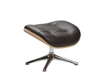 Skagen Fodskammel med finérsider i læderet Savoy Platin Black med ben i poleret aluminium