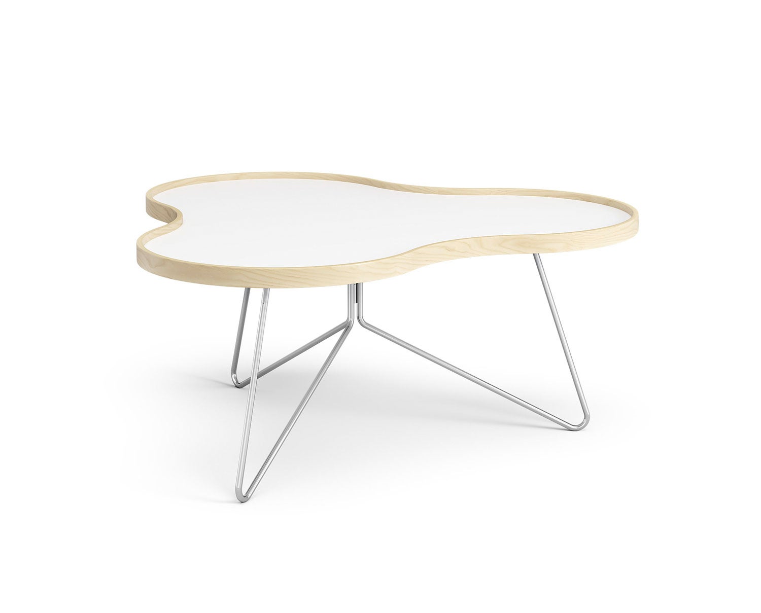 Flower-Table-90x84-White-Laminate-Birch-Chrome-Metal-H39