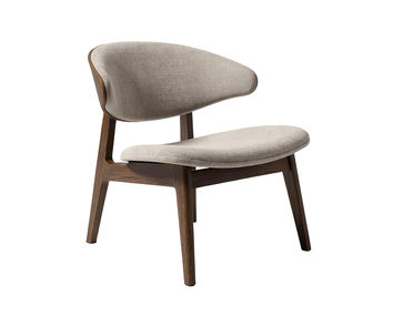 Kristensen & Kristensen Ram Shell Lounge Chair i antik brunolieret ask og stof