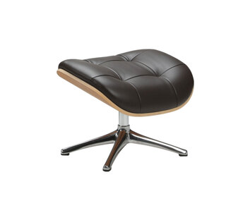 Skagen Fodskammel med finérsider i læderet Savoy Platin Black med ben i poleret aluminium