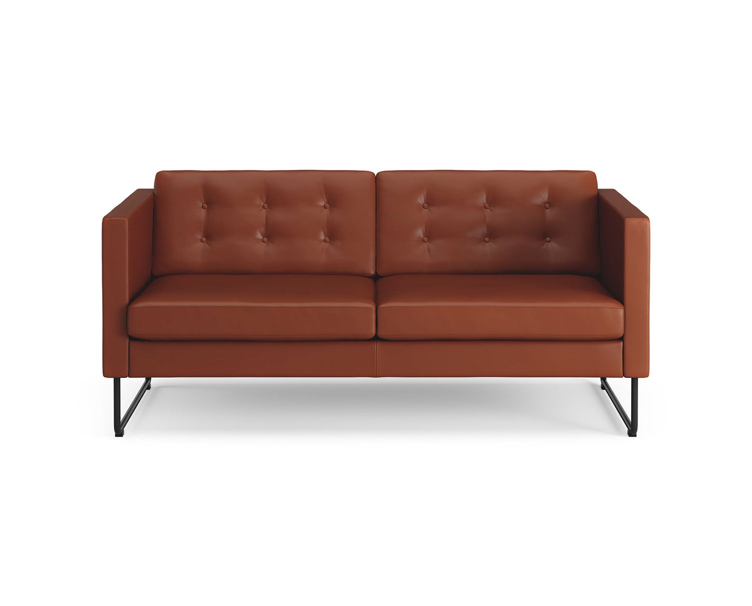 Madison-2-Sits-Soffa-Medstativ-Svart-Läder-Elmosoft-33001-Med-6-Knappar