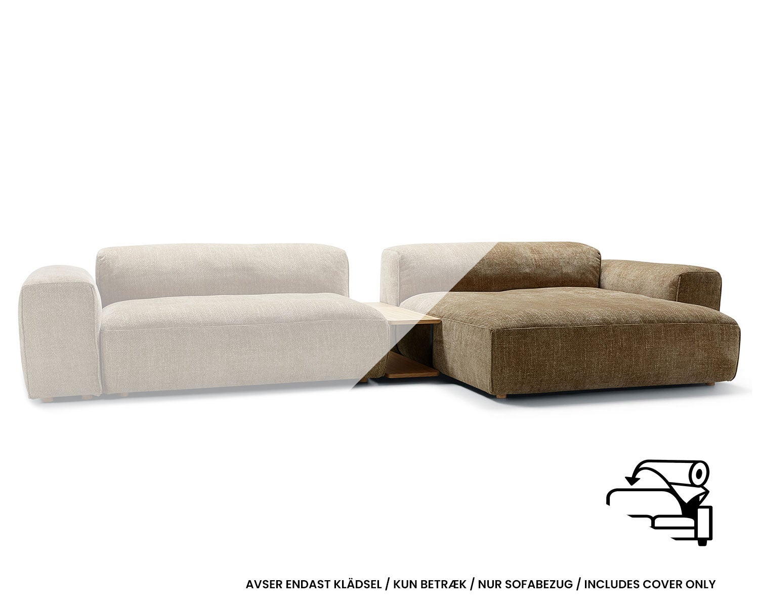 Betræk til Edda Sofa Set 3 i stoffet Bloom 2 Teddy Brown