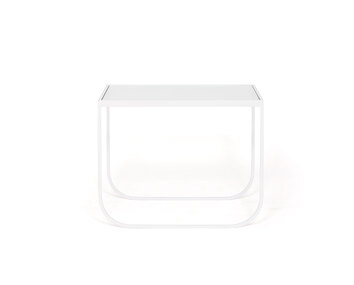 Tati loungebord i bredden 65 i farven Hvid med plade i lakeret glas