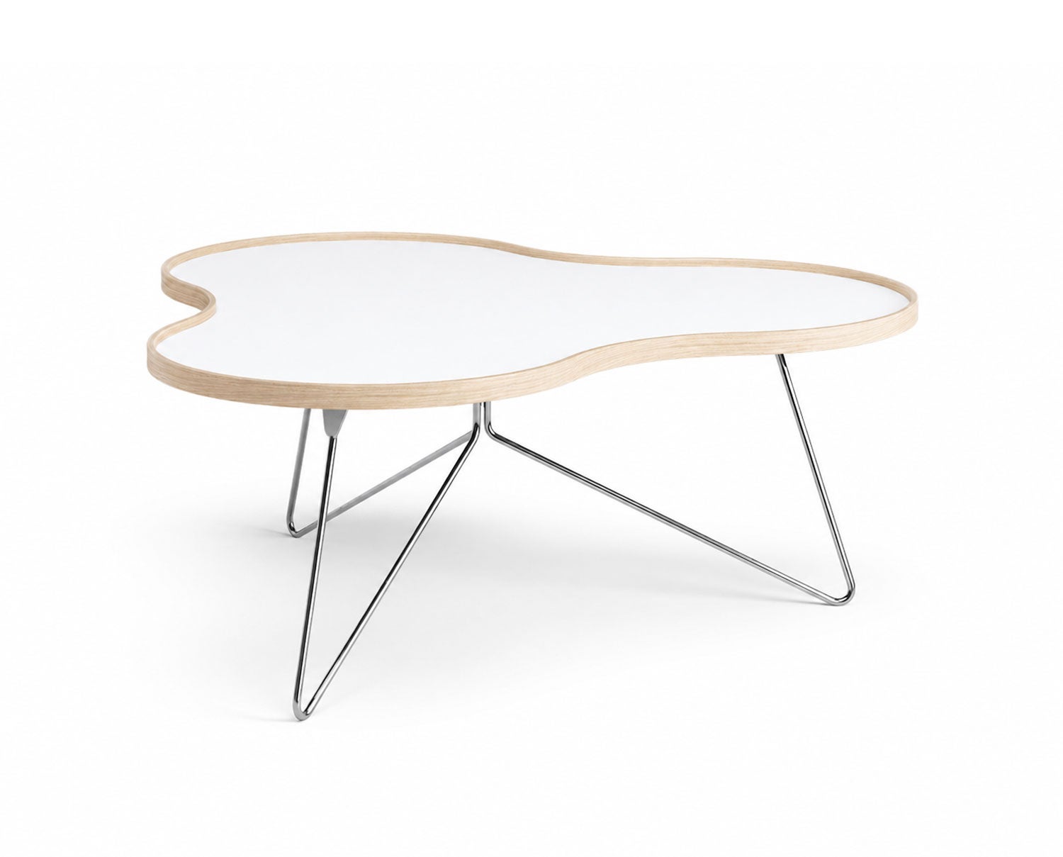 Flower-Table-114x107-White-Laminate-White-Oak-Chrome-Metal-H45