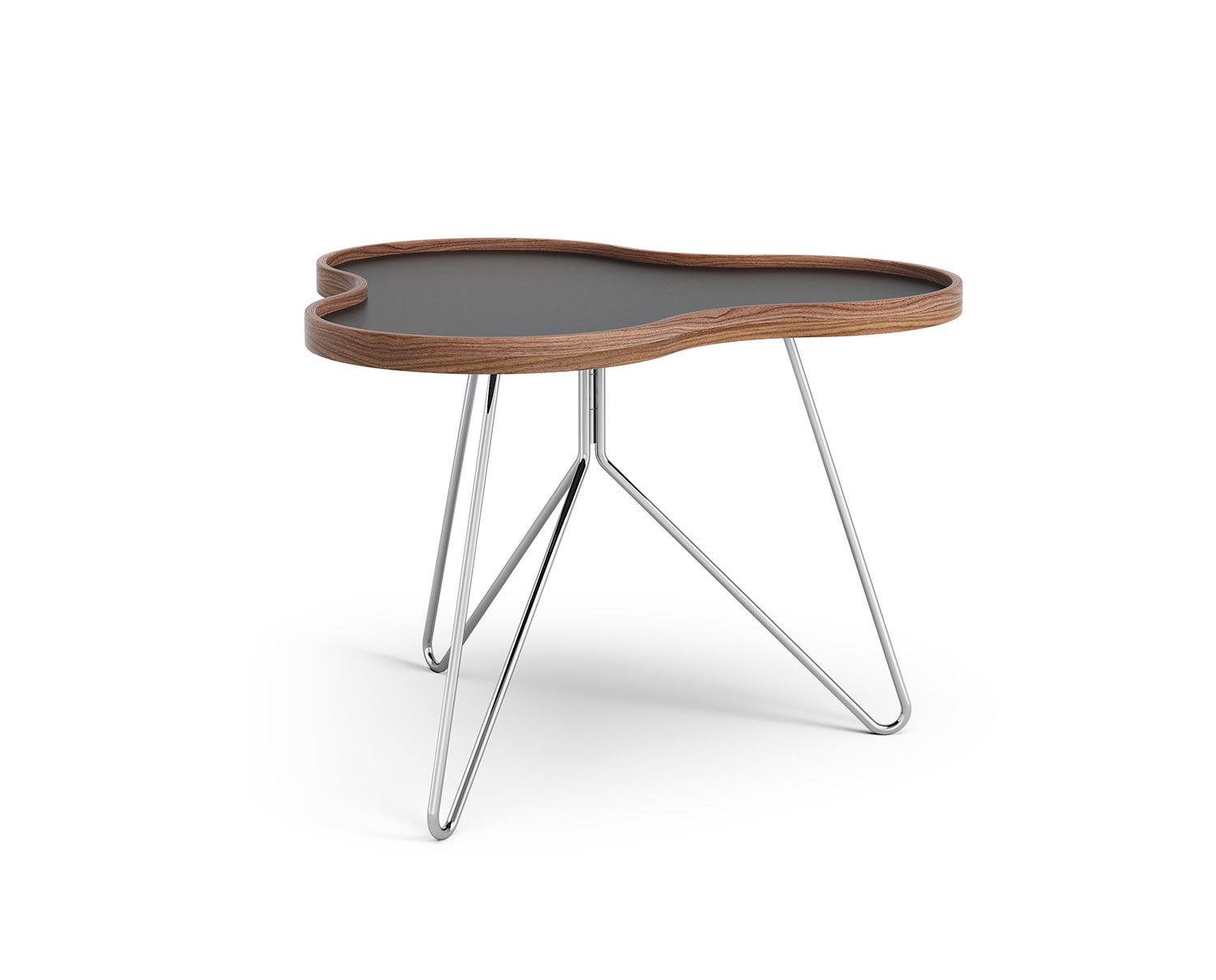 Flower-Table-66x62-Black-Laminate-Walnut-Chrome-Metal-H45