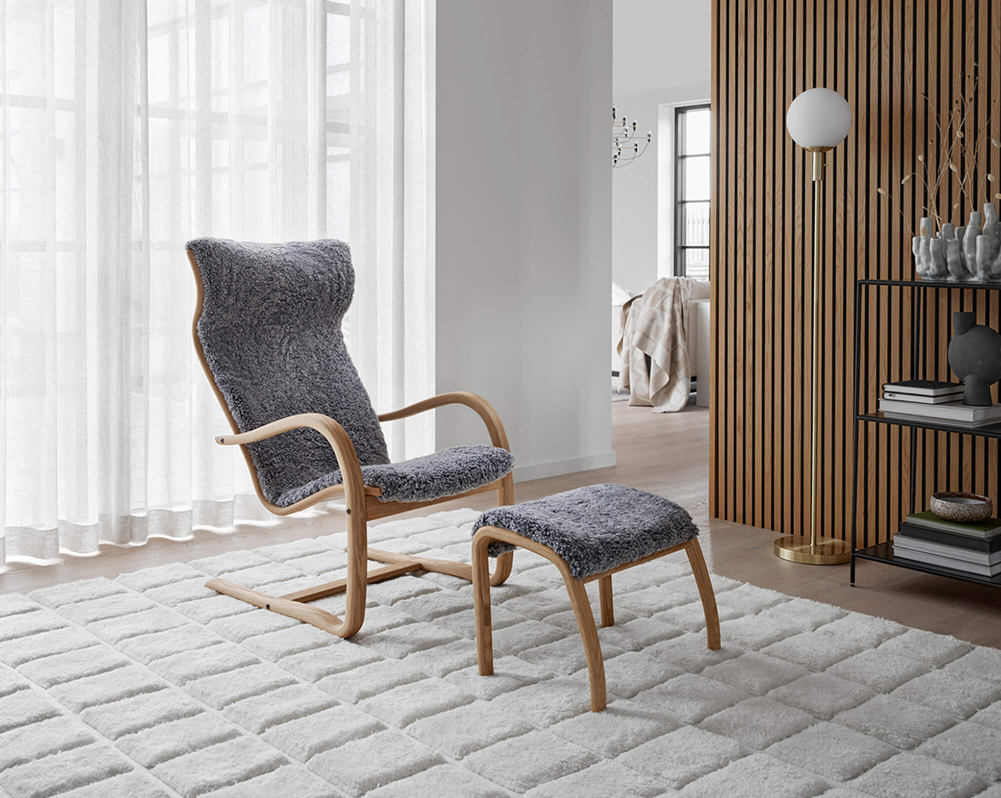 Gazell lænestol i fåreskind