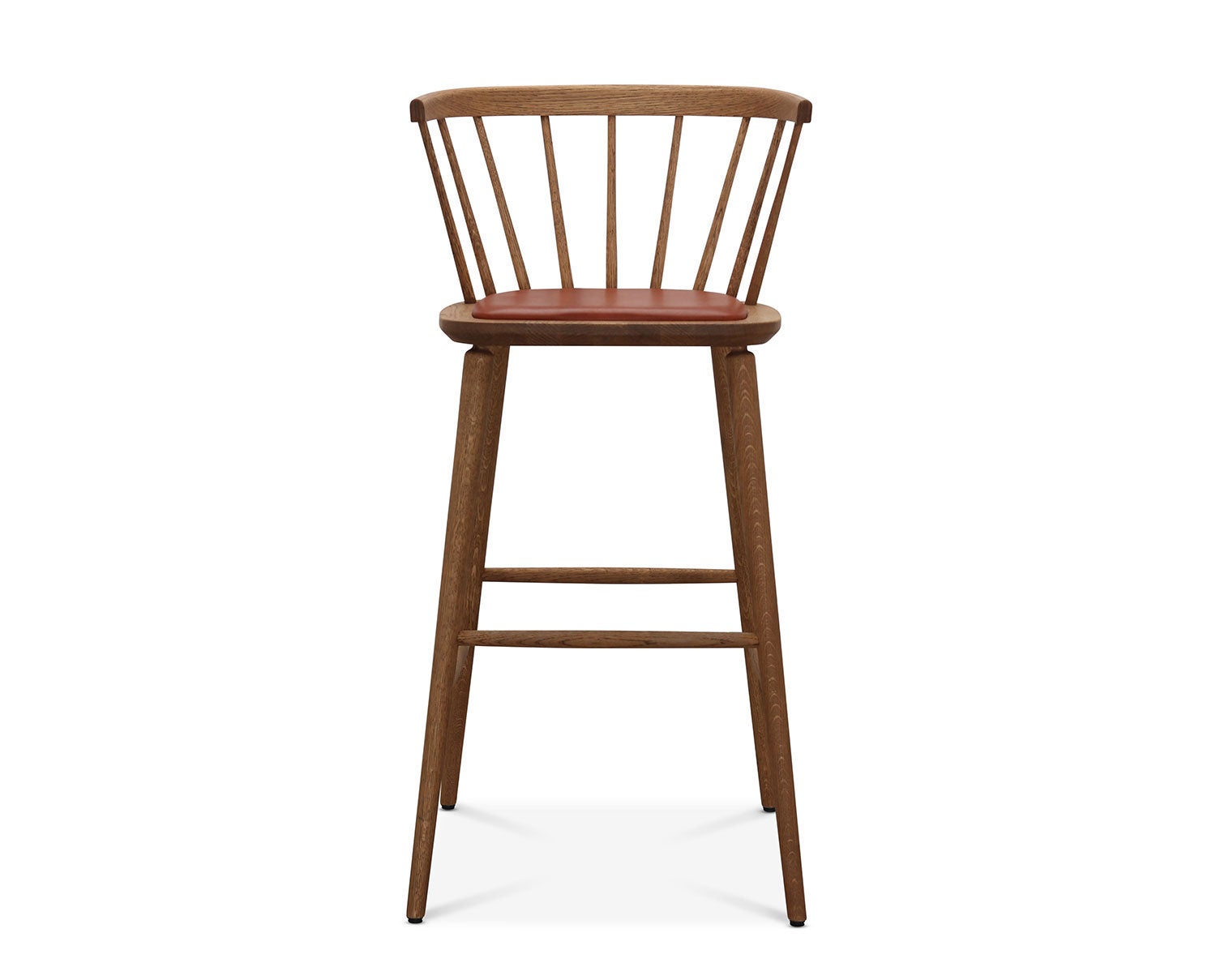 Florida Barstol i mørkpigmenteret olieret eg med sæde i Tärnsjö Læder i farven Cognac