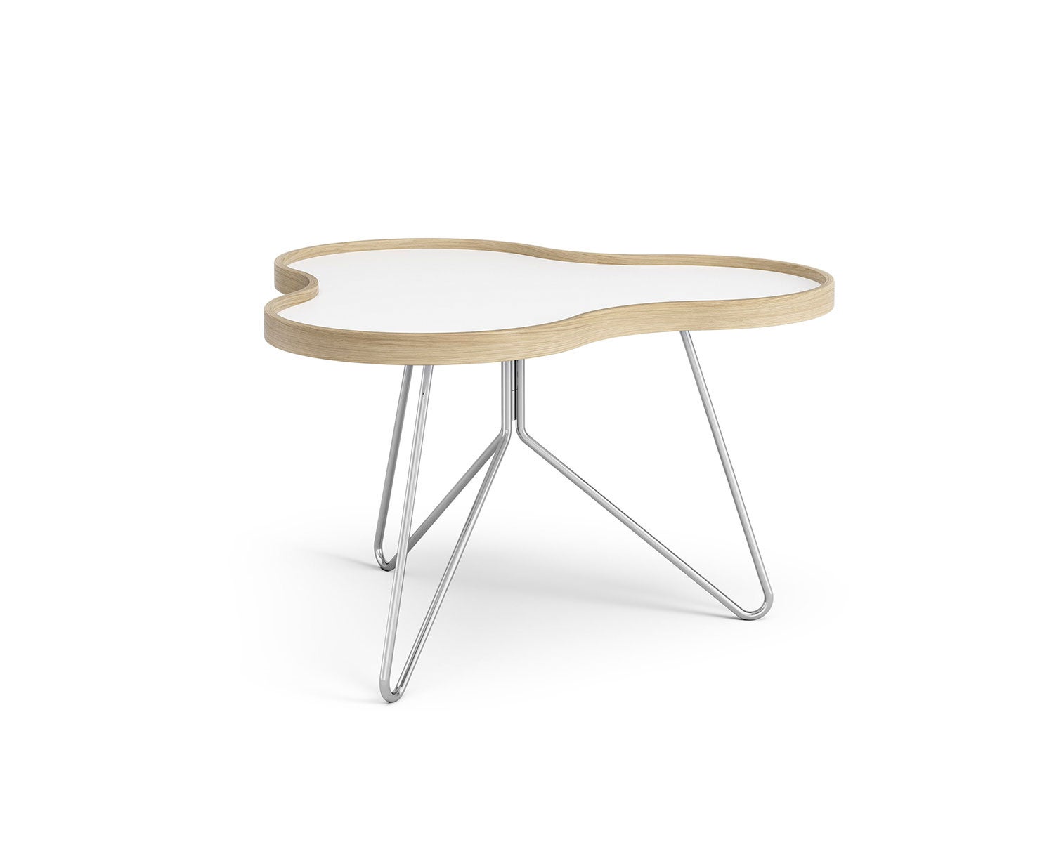 Flower-Table-66x62-White-Laminate-Oak-Chrome-Metal-H39