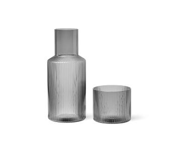 Ferm-Living-Ripple-Small-Carafe-Set-Smoked-Grey