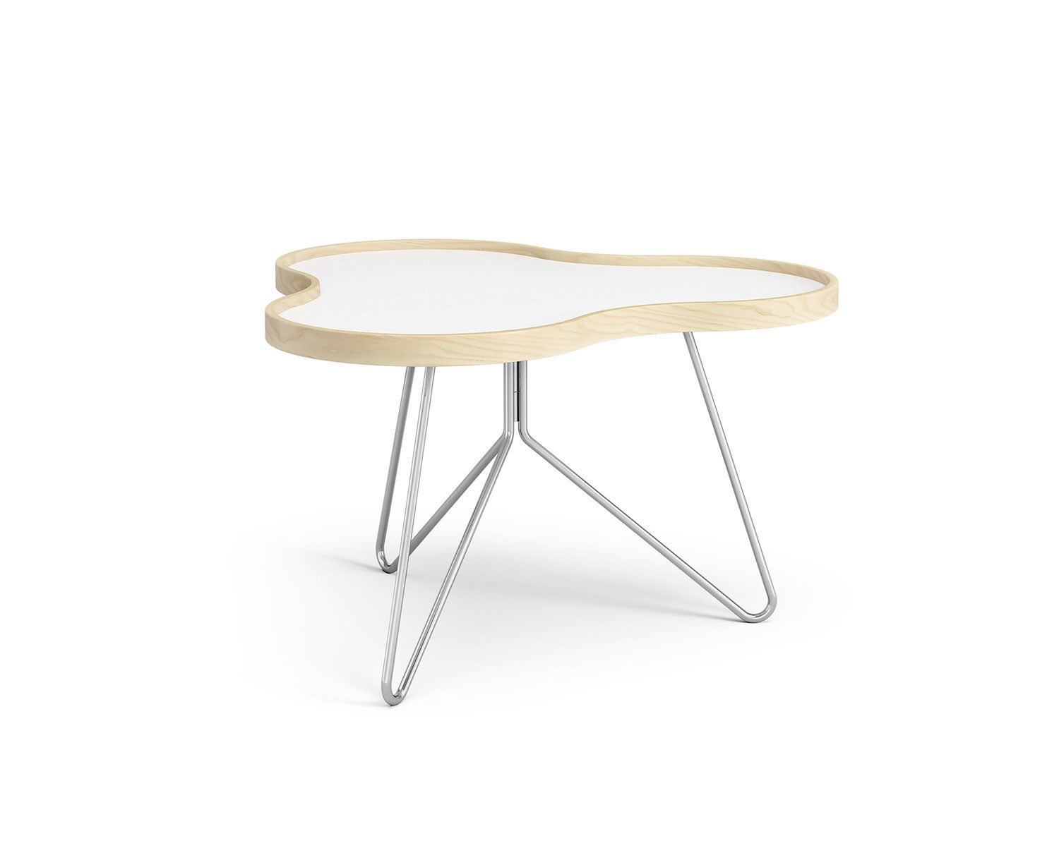 Flower-Table-66x62-White-Laminate-Birch-Chrome-Metal-H39