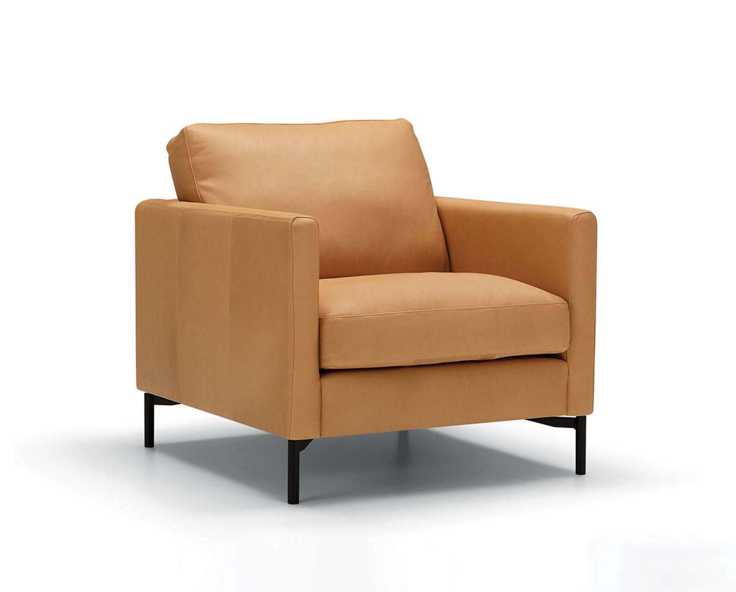 Sits Impulse lænestol i læder aniline 1 Latte med sorte metalben