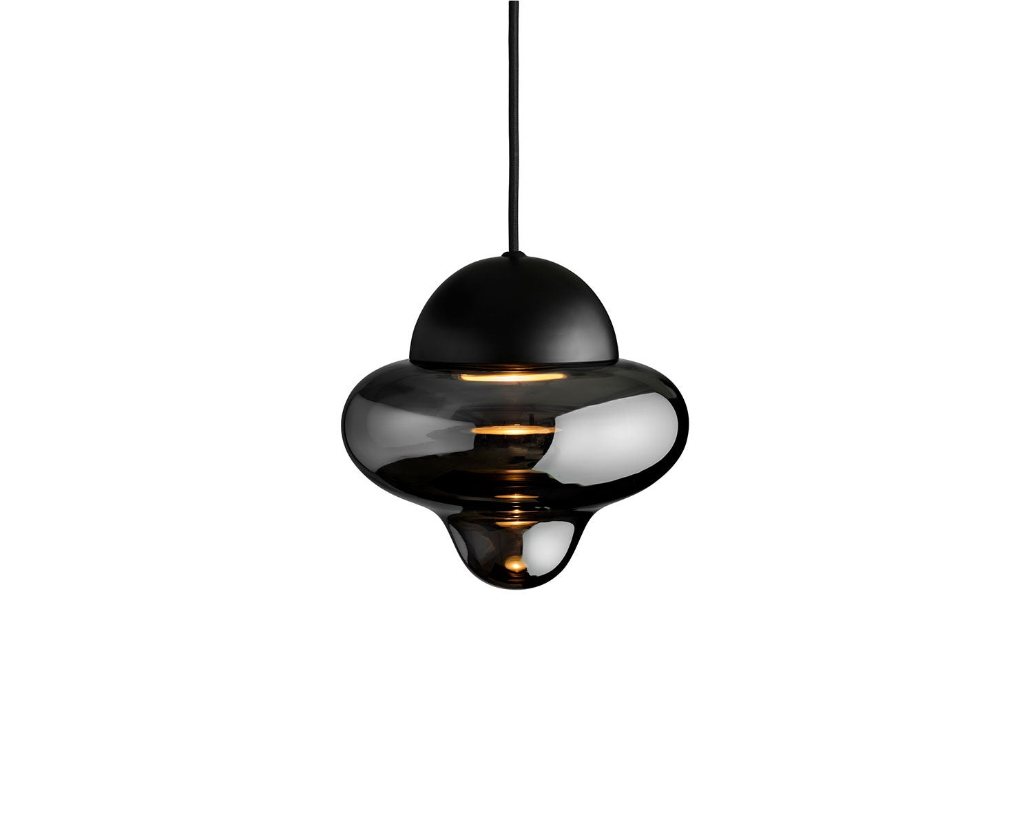 Nutty-Brown-Taklampa-Brown-glass-Black-dome