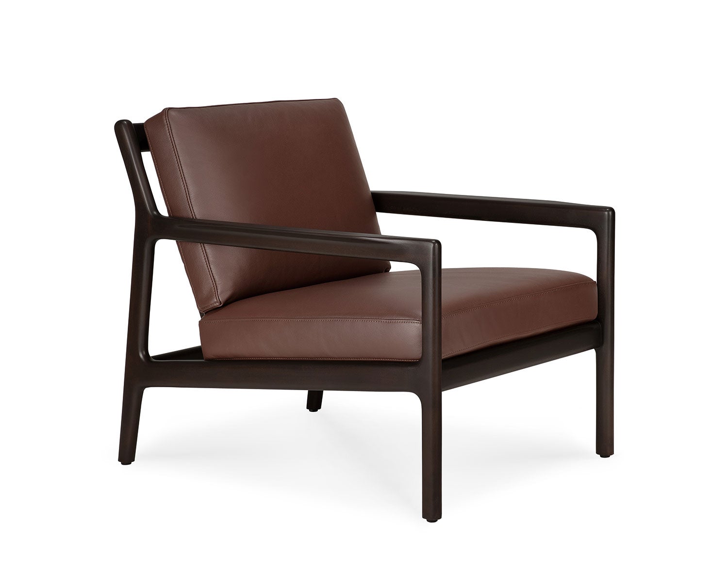 Ethnicraft-Jack-Lounge-Chair-Dark-Brown-Mahogany-Burgundy-Leather