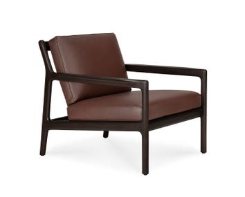 Ethnicraft-Jack-Lounge-Chair-Dark-Brown-Mahogany-Burgundy-Leather