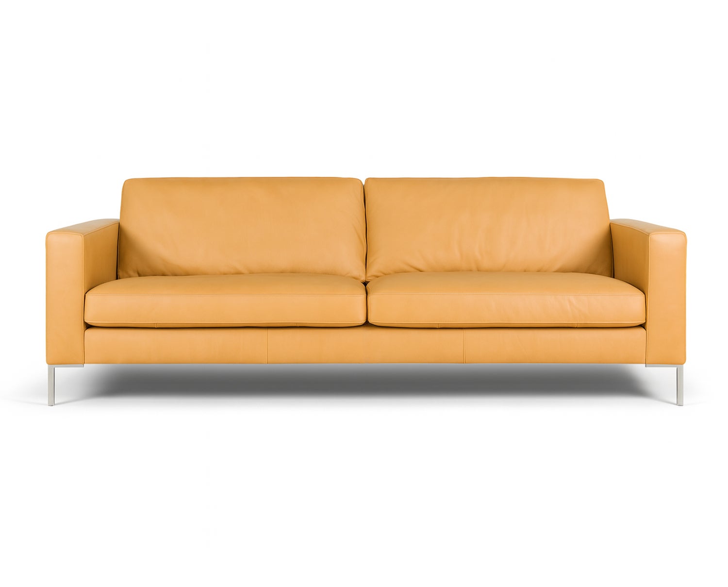 Sits Impulse 3-personers sofa i læder med vinklede metalben i børstet aluminium