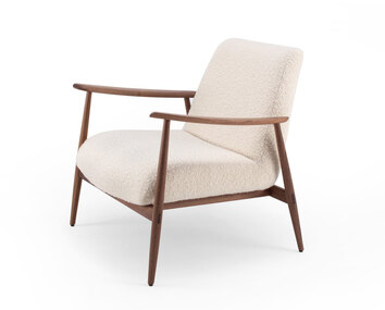 Aska Lounge Lænestol i olieret valnød med stofbetræk i Dedar Nimbus 6