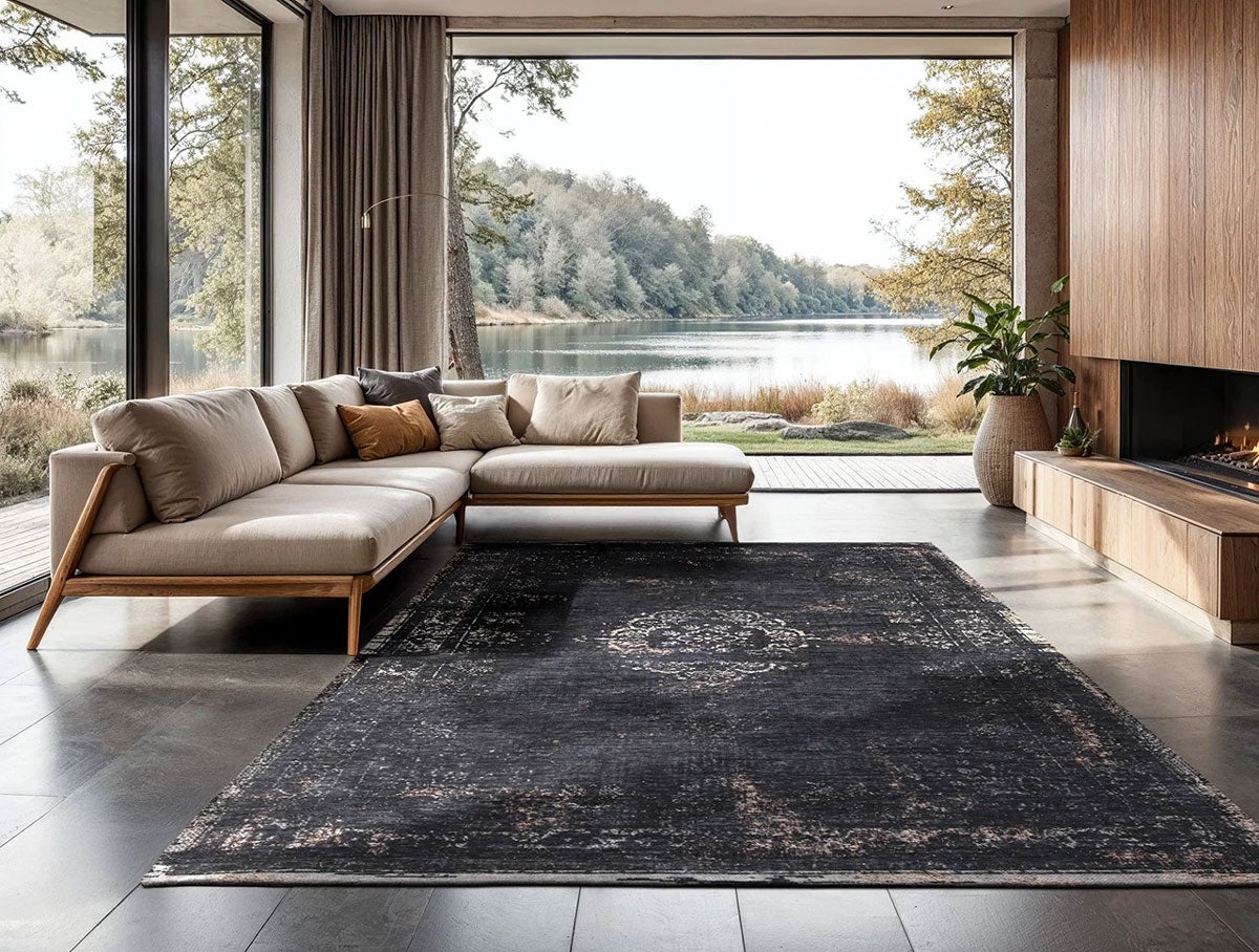 Louis-De-Poortere-Medallion-Rug-Mineral-Black-Lifestyle