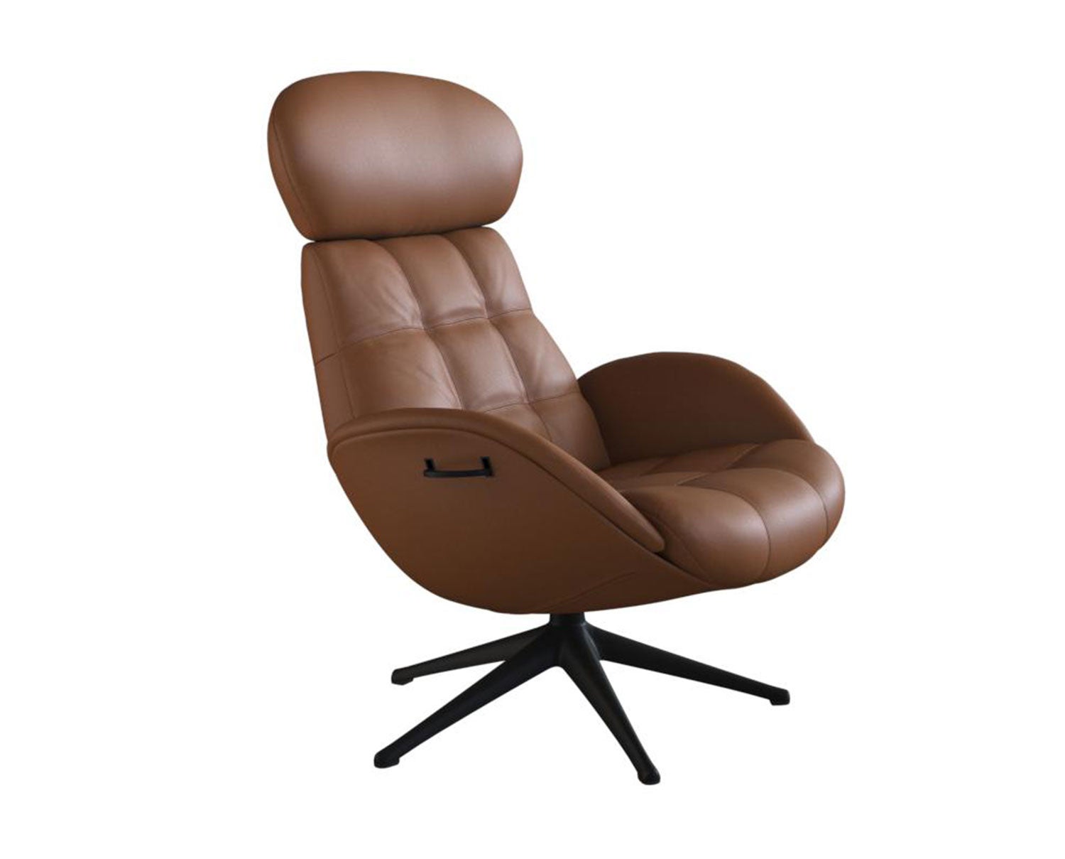 Chester Lænestol i læderet Omaha i farven Cognac Brown med ben i sort aluminium