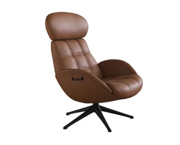 Chester Lænestol i læderet Omaha i farven Cognac Brown med ben i sort aluminium