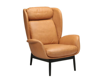 Padova Lænestol i læderet Nature Cognac med ben i sort eg