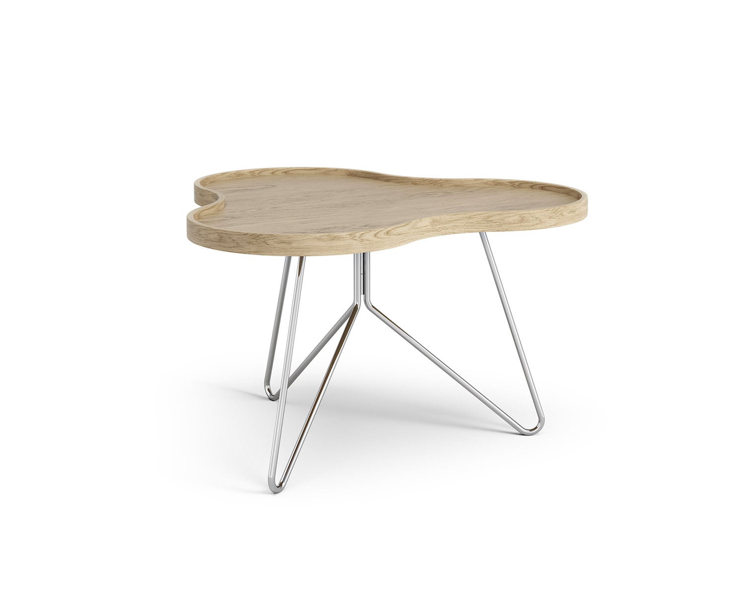 Flower-Mono-Table-66x62-Varnished-Oak-Chrome-Metal-H39