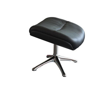 Haze Fodskammel i lædret Savoy Platin Black med ben i poleret aluminium