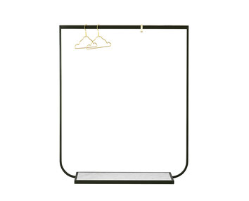 Tati knagerække i bredden 130 centimeter i farven Char Grey med stenplade i Carrara