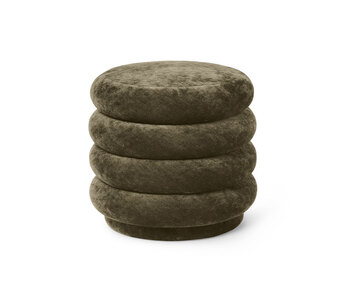 Ferm-Living-Pouf-Round-Faded-Velvet-Forest