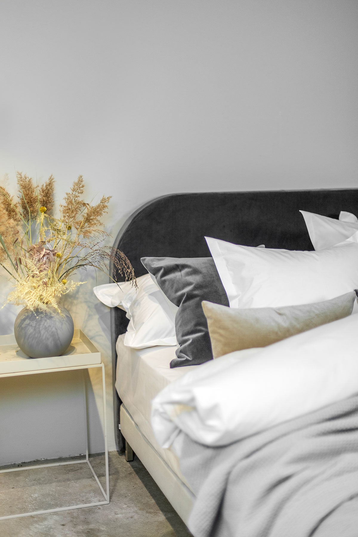 Mille-Notti-Bianca-Headboard-Velvet-Dark-Grey-Lifestyle