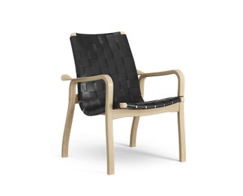 Swedese-Primo-Low-Varnished-Oak-Strap-Leather-Black