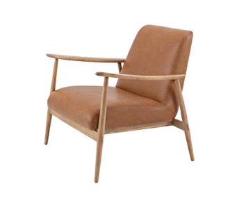 Aska Lounge Lænestol i hvidolieret eg betrukket med læderet Dakar Nature