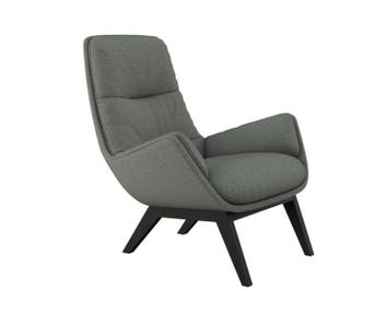 Moro Lænestol i stoffet Copparo Slate Grey med ben i sort eg