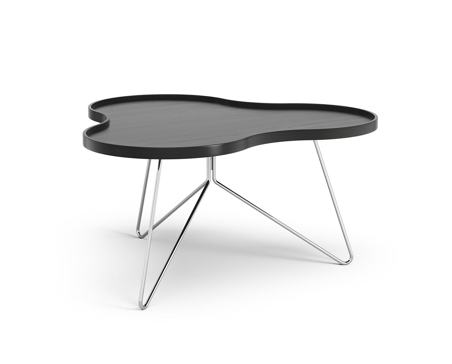 Flower-Mono-Table-90x84-Black-Ash-Chrome-Metal-H45